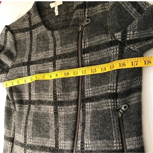 Joie Etesse Wool Blend Moto Jacket Gray Plaid Asymetrical Zip Size Small - Picture 8 of 10